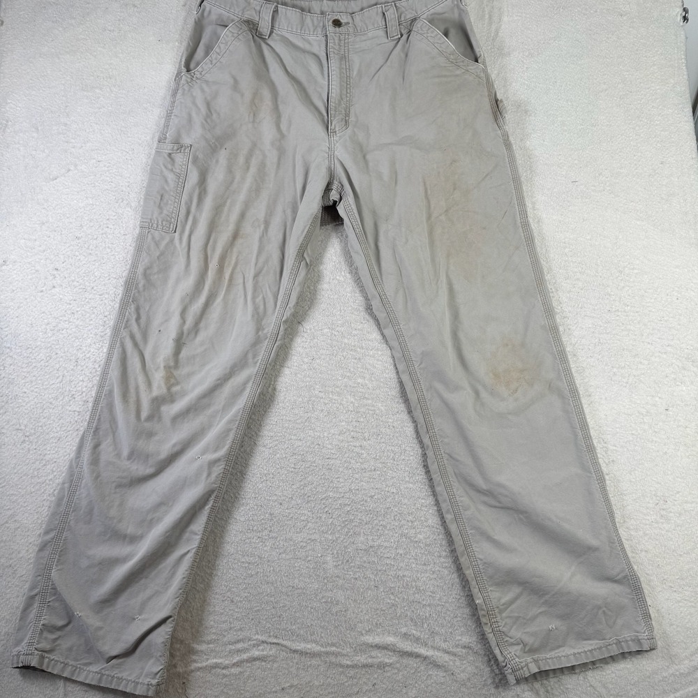 Carhartt B151 Original Dungaree Pants Mens 38x36 Tan Good Distressed Canvas